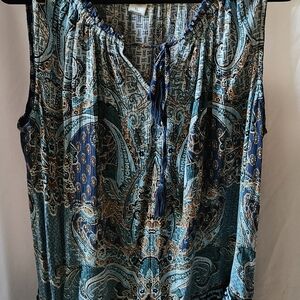 Othr Paisley Print Sleeveless Blouse - Blue and Teal